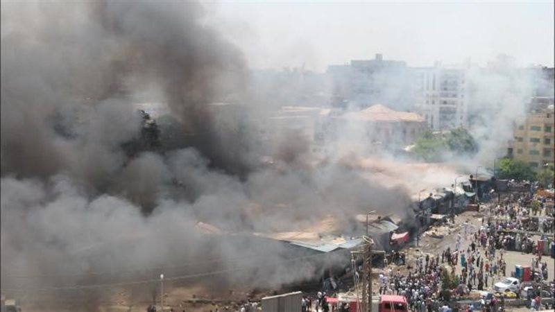 حريق سوق توشكى بحلوان