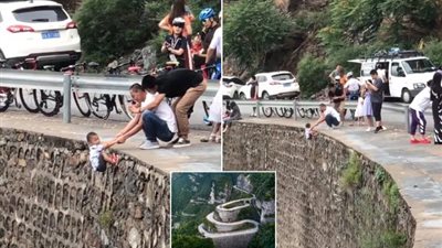 مشهد صادم.. أب يخاطر بحياة طفلته من أجل صورة تذكارية