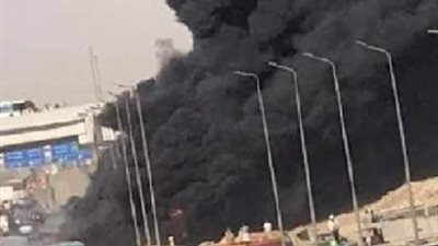 حريق هائل نتيجة كسر ماسورة مازوت بموقف العاشر .. وجهود أمنية للسيطرة على الموقف