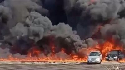 البترول : يوجد طرف خارجي تسبب فى حريق خط طريق الإسماعيلية