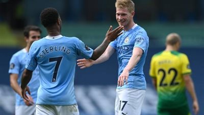 مانشستر سيتي يسحق نوريتش بخماسية وتوتنهام يلحق بالدوري الأوروبي