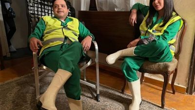 محمد هنيدي برفقة منى زكى من كواليس ”الجواهرجى”