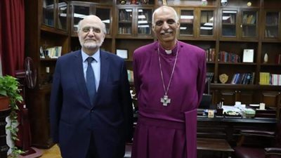 بالصور.. كواليس لقاء رئيس الأسقفية مع أمين كنائس الشرق الأوسط