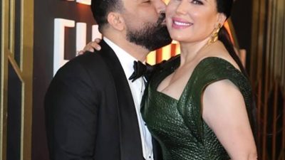 عبير صبرى تشعل مواقع التواصل الاجتماعى بقبلة رومانسية مع زوجها