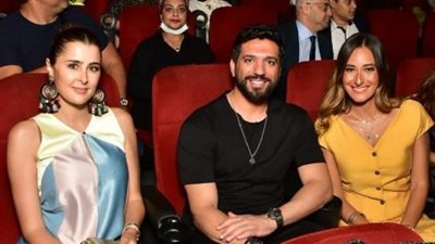 عائشة بن أحمد وحسن الرداد وأمينة خليل من العرض الخاص لفيلم ”توأم روحي”