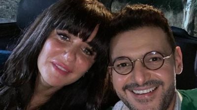 رامز جلال برفقة غادة عادل من كواليس فيلم ”أحمد نوتردام”