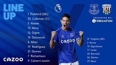 الدوري الانجليزي.. تعرف على التشكيل الرسمي لمباراة إيفرتون ضد ويست بروميتش