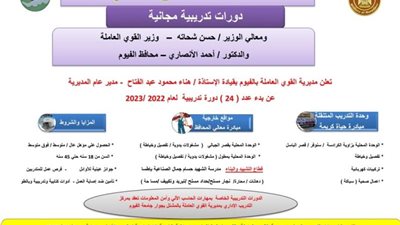 بدء برامج التدريب المهنى على 10 مهن بالفيوم