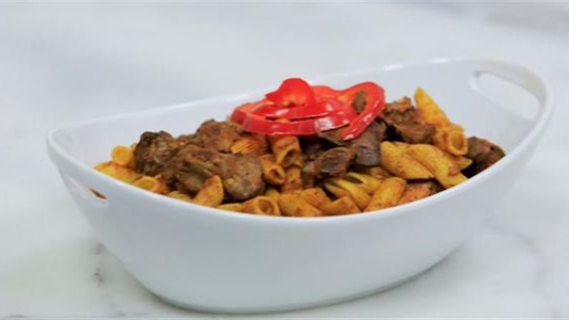 مكرونة بالكبد والقوانص