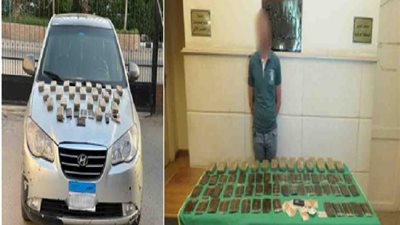 بالصور .. مكافحة المخدرات تضبط 120 طربة حشيش بحوزة عنصر إجرامى