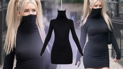 آخر تقاليع كورونا.. تصمم فستان بقناع وجه للسيدات وهذا سعره