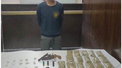 القبض على مسجل بالقاهرة بحوزته سلاح نارى وكمية من المواد المخدرة بقصد الإتجار