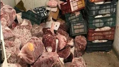 ضبط ٥ طن كبده ولحوم فاسدة داخل ثلاجه بالقاهرة