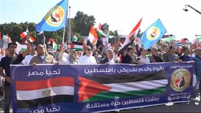 توافد أبناء الشعب المصرى على المنصة بمدينة نصر بالقاهرة للتضامن مع القضية الفلسطنية بأمن وأمان كامل