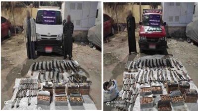 ضبط 49 قطعة سلاح نارى وأكثر من 13 ألف طلقة نارية بحوزة 3 أشخاص بالمنيا