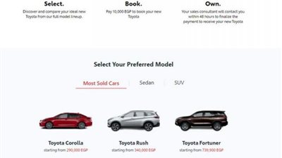 إقبال مبهر لخدمة حجز السيارات أونلاين عبر موقع تويوتا إيجيبت الإلكتروني