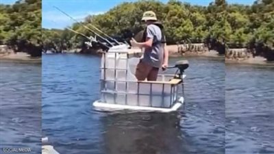 آخر تقاليع كورونا.. ابتكار قارب بمحرك من خزان مياه بلاستيك