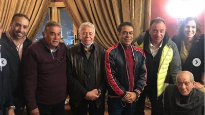 شوبير يحتفل بثلاثية الأهلي مع حمدي والخطيب