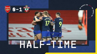 أرسنال يتعثر في الشوط الأول أمام ساوثهامبتون بهدف