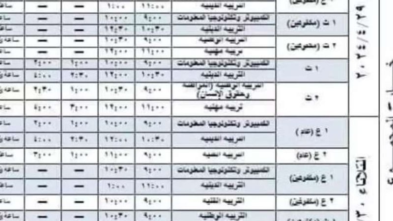 جدول امتحانات العملي