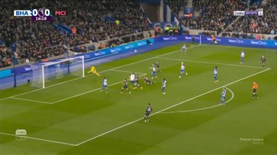 رأسية «دي بروين» تمنح مانشستر سيتي الهدف الأول في شباك برايتون بالدوري الإنجليزي