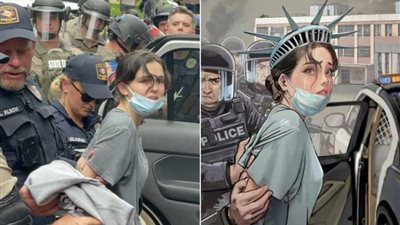 الشرطة الأمريكية تعتقل تمثال الحرية.. كيف تفاعل النشطاء مع احتجاجات الجامعات؟