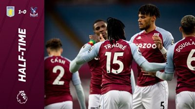 أستون فيلا يتقدم على كريستال بالاس بهدف في الشوط الأول