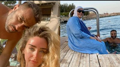 بصورة والدته و”تان” هنا الزاهد.. عائلة أحمد فهمي تخطف الأضواء في العطلة الصيفية