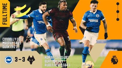 ”ريمونتادا”.. برايتون يخطف تعادلا مثيرا من  أنياب وولفرهامبتون (3_3)