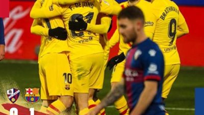 برشلونة يقترب من المربع الذهبي بفوز صعب على هويسكا
