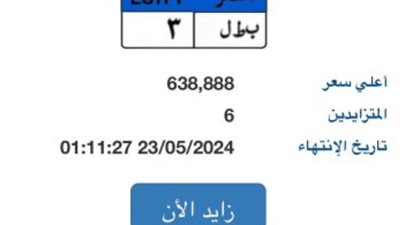 طريقة الحصول على لوحة معدنية مميزة.. مزاد على لوحة بـ مليون و180 الف جنيه