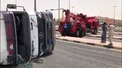 حادث مروع .. تفاصيل إصابة 65 شخص فى تصادم 3 أتوبيسات على طريق الإسماعيلية