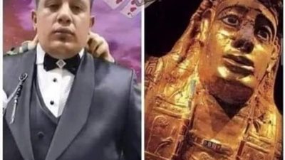 حمو بيكا يصنع لنفسه تمثال أثري ويعلق: أنا بيكا ماى رع الفانز