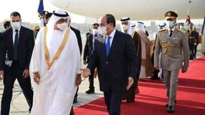 ننشر صور استقبال الرئيس لمحمد بن زايد في مطار القاهرة