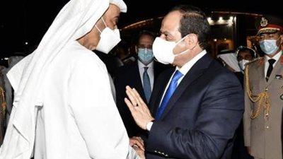 بالصور.. الرئيس السيسي يودع محمد بن زايد