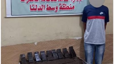بالصورة .. ضبط 100 طربة حشيش بحوزة أحد العناصر الإجرامية بالغربية