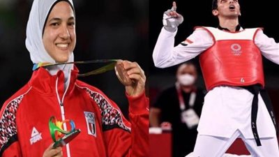 هشام حطب يكرم هدايا ملاك وسيف عيسى بمقر البعثة المصرية