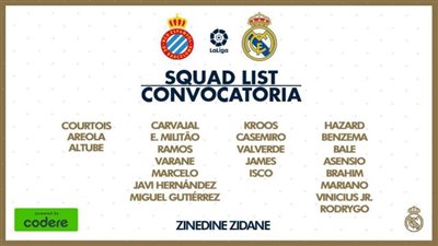 زيدان يعلن قائمة ريال مدريد فى مواجهة إسبانيول