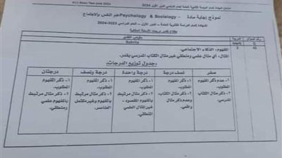 نموذج رسمي.. إجابات امتحان علم النفس والاجتماع 2024 «مقالي» لطلاب الثانوية العامة 2024