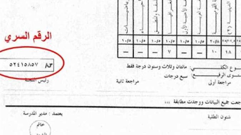 الرقم السري في استمارة