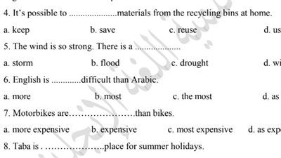  الواجب المنزلي والتقييم الأسبوعي والأداء الصفي إنجليزي للصف الأول الإعدادي الأسبوع العاشر