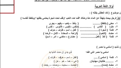 نماذج امتحانات الصف الخامس الابتدائي pdf لغة عربية
