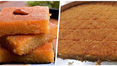 طريقة عمل بسبوسة الطاسة الشهية والمميزة بسهولة وسرعة 