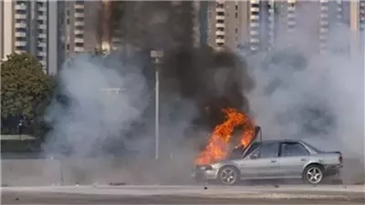 انتداب المعمل الجنائي لمعاينة حريق سيارة شقيق عمرو دياب