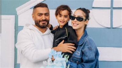 نجل تامر حسني وبسمة بوسيل يتعرض لوعكة صحية.. ووالدته تطلب الدعاء